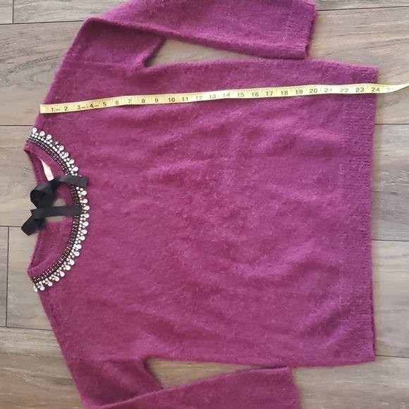Hinge Womens Wool Blend Rhinestone Neck Sweater sz S - Picture 5 of 8
